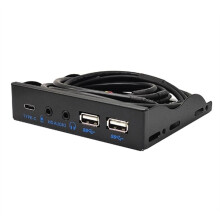 USB Front Panel for PC USB3.2 Gen2 10Gbps Type C + 19Pin 2Port USB3.0 Hub + HD Audio 3.5mm Earphone MIC
