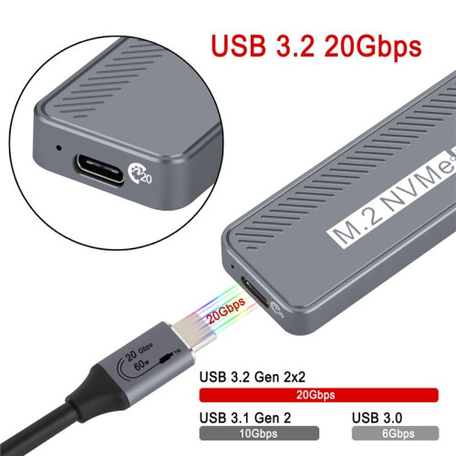 M.2 NVMe HDD Enclosure USB3.2 GEN2x2 20Gbps Multi-Functional High Speed Transfer HDD Enclosure 2