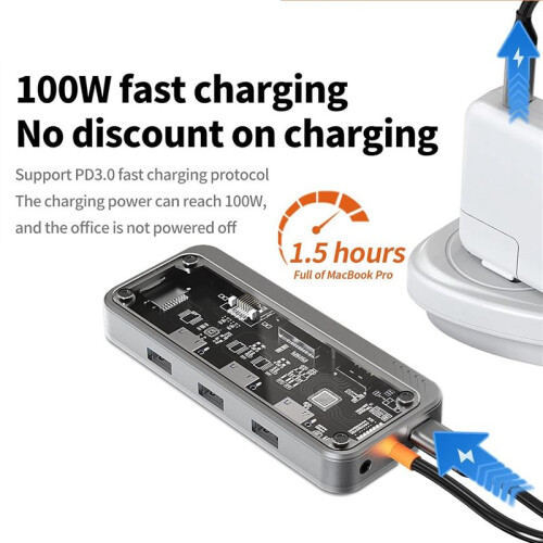 Docking Station per Laptop USB C 10 In 1 Dock  Hub USB C Multiporta Trasparente da 100 W per ,  Air/Pro 2