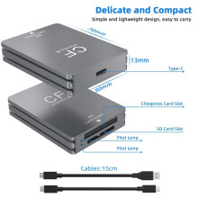 2 in 1 CFexpress Type B  Card Reader CFexpress Reader USB 3.2 10Gbps Dual-Slot with USB C to USB C/A Cable for SLR