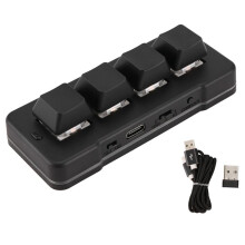 MK424G Tastiera Personalizzata A 4 Tasti con Interruttore Meccanico Blu 2.4G + Connessione USB per Ufficio, Gioco, Multimedia, Nero