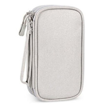 Sac de Rangement Portable à Deux Étages pour Produits Numériques-Organisateur de  pour Câbles, Casques et Accessoires USB Gris