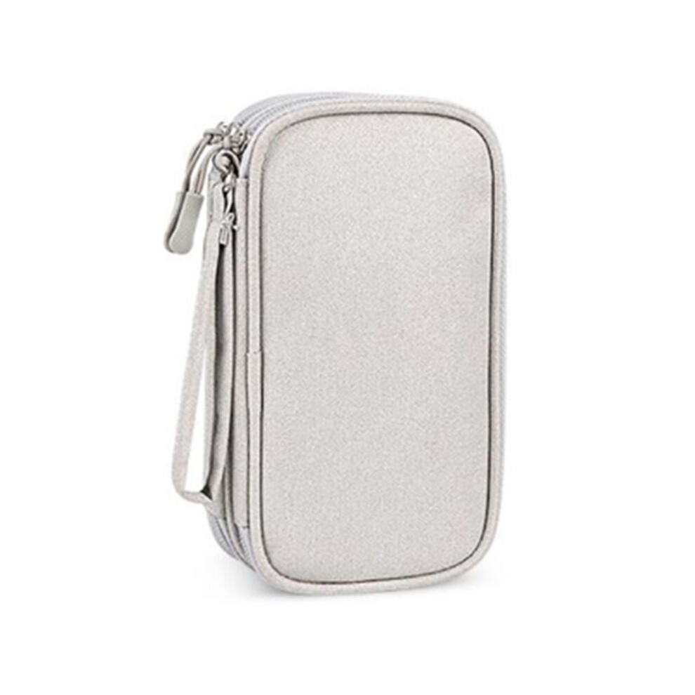 Portable Double-Deck Storage Bag For Digital Products-Travel Organizer For Usb Cables, Headsets & Accessories Gray 6031394947934