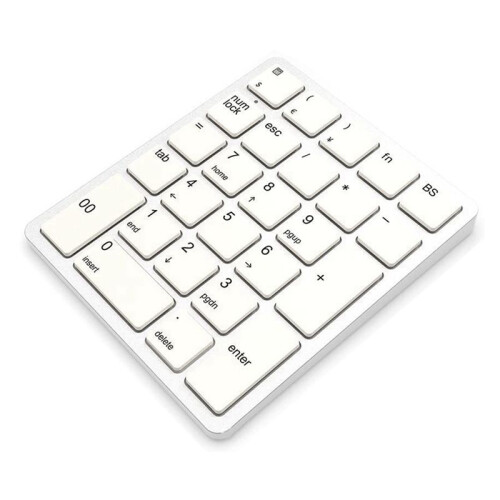 Wireless Numeric Keyboard 2.4GHz Wireless Rechargeable Numeric Keyboard for Laptops White