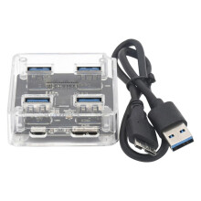 Hub USB 3.0 Lecteur D'Extension 4 Gratuit avec Interface D'Alimentation Transmission Haute Vitesse 5 Gbit/S avec Câble de Données de 50 cm