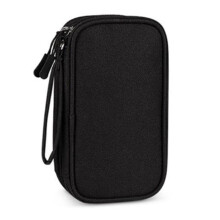 Draagbare Dubbeldeks Opbergtas voor Digitale Producten - Reisorganizer voor USB-Kabels, Headsets en Accessoires Zwart