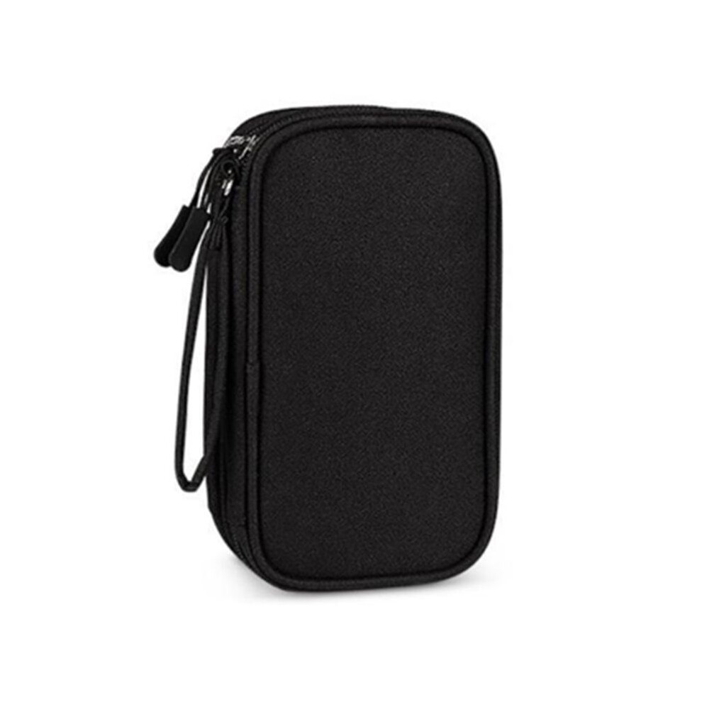 Portable Double-Deck Storage Bag For Digital Products-Travel Organizer For Usb Cables, Headsets & Accessories Black 4713954330845