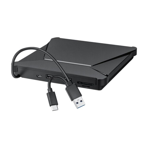 External DVD Drive, USB 3.0 Type-C, Portable CD DVD Burner with Dual USB  and Card Slots 1