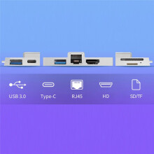 7-in-1 Docking Station Type-C Hub Pro 8 9 X with 4K RJ45 USB 3.0 Memory Card Reader
