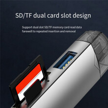 6 in 1 Card Reader External U Disk TF/ Card Keyboard Mouse 5Gbp/S USB Type-C Interface Card Adapter