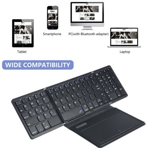 Foldable  Keyboard with Touchpad Pocket Folding Keyboard for Laptop Tablet Wireless Rechargeable Keyboard 2