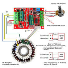 6-60V 400W BLDC Three-Phase Brushless Motor Controller PWM 12V 24V 48V with Forward/Reverse/Stop/Brake Function