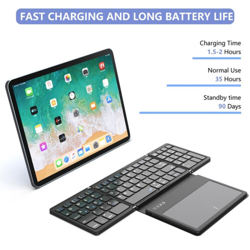 Foldable  Keyboard with Touchpad Pocket Folding Keyboard for Laptop Tablet Wireless Rechargeable Keyboard