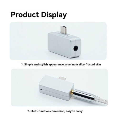 High Performance Decoding Portable Multifunction Adapter Type-C to 3.5mm and 4.4mm Female HiFi Adapter 1