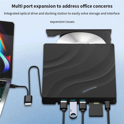 DVD Externo USB3.0 Type-C Multifuncional Blu Ray CD Writer Drive Burner Reader Adequado para Laptop em Qualquer Ocasião 2