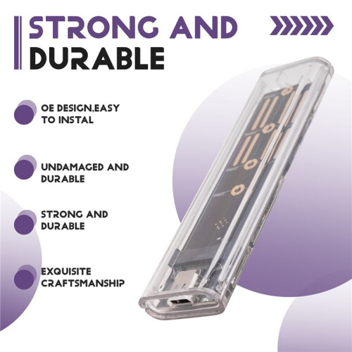 M2 SSD Case M.2 NVME SSD Enclosure Portable SSD RGB Transparent Hard Disk Case 10Gbps for PC 2