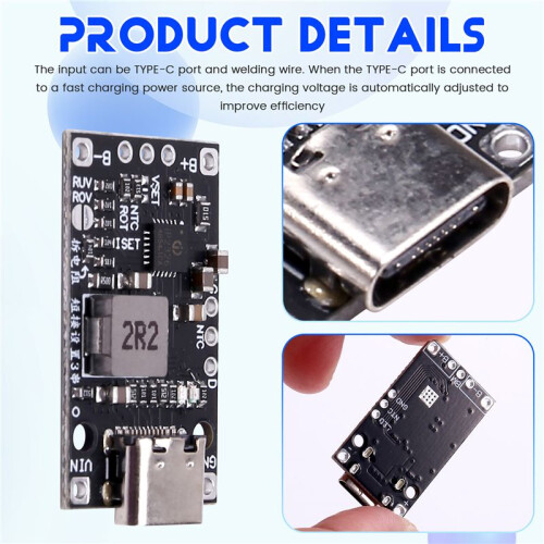 3.7V 2S Lithium Battery Charging Boost Module Type-C Support QC Fast Charging with Balanced Charge LED Indicator 1
