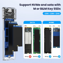 M.2 NVMe SSD Enclosure M.2 Mobile Hard Drive Box Mobile Hard Drive Enclosure M.2 Hard Drive Box for 2242/2260/2280