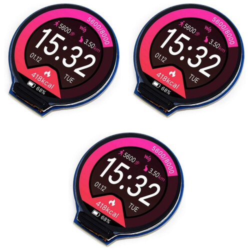 3pcs 1.28Inch Round Display LCD Screen Module GC9A01 SPI Communication RGB 65K Color Support for Raspberry