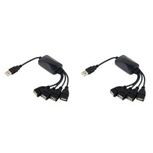 2X 1 Stecker auf 4 Buchse USB HUB Splitter VerläNgerungskabel USB 2.0 VerläNgerung Datenkabel Netzteil Steckdose Konverter