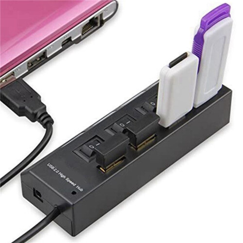 2X 4  USB Hub Splitter USB 2.0 Hub LED with 4 /OFF Switches for Tablet Laptop Computer Notebook 2