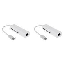 2X USB-C USB 3.1 Type C to USB RJ45 Ethernet Lan Adapter Hub Cable for PC