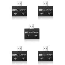 5X Portable USB Hub to 2 Port Charger Hub Adapter USB Splitter Dual USB Charging Extender for Phone Computer Black