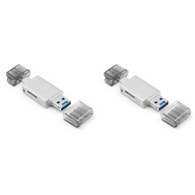 2X USB-C Type C /USB 2.0 to NM Memory Card TF Micro- Card Reader for Cell Phone &Amp, Laptop