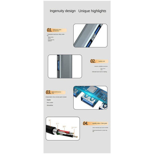 4X 4  USB Hub Splitter Multi Hub USB to USB 3.0 Adapter USB Several  Power Adapter 2