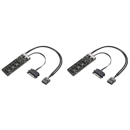 2X 9Pin USB Header Splitter with  Power Cable, Internal USB Hub Extension USB 2.0 Splitter Connector for Motherboard