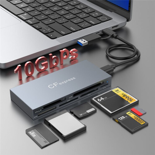 New 6-in-1 CFexpress Type A Card Reader USB3.2 Multi-Card Simultaneous Reading 10GBps /TF/CF/XD/MS/CFe-A Card Reader 1