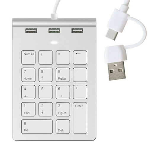 Numeric Keypad Keyboard 18Keys Numeric Key Pad Numpad Number Pad with 3  Type-C/Usb Hub for Laptop Desktop Pc 1