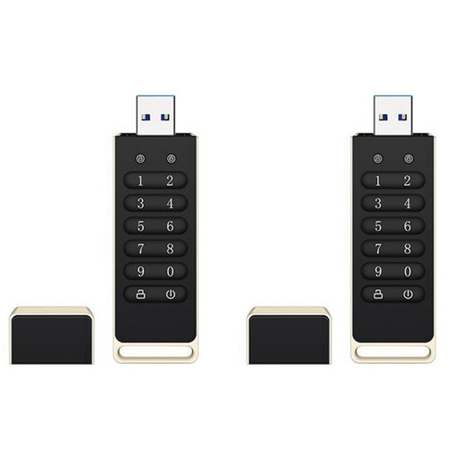 2X Secure USB Drive, 32GB Encrypted USB Flash Drive Hardware Password Memory Stick with Keypad USB 3.0 Disk Flash Black