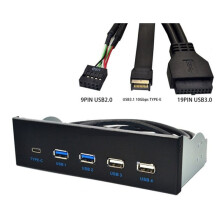 3pcs 5.25 Inch Usb3.1 Gen2 Front Panel Usb Hub 2 Usb3.0+2 Usb2.0+1 Port Type-C with Type-E Connector