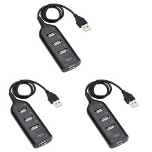 3X USB Hub 2.0 Multi-USB HöG Hastighet Hub Splitter 4- USB Hub Adapter för BäRbar Mottagare DatortillbehöR Svart