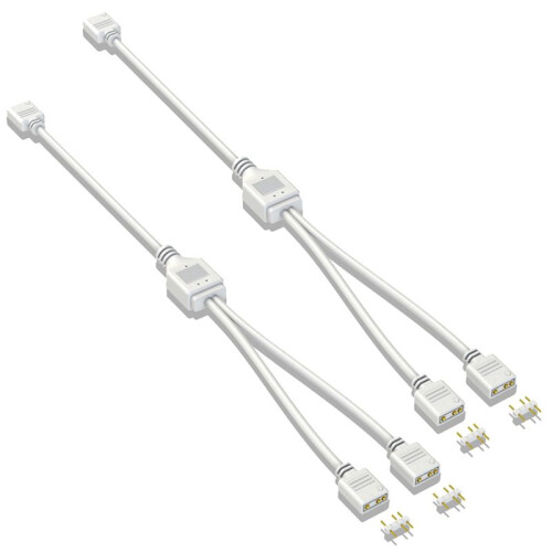2X 5V 3-Pin Extension Cable for Computer Motherboard 1 Point 2 Hub Cable Connection Extension ARGB Splitter, White 1