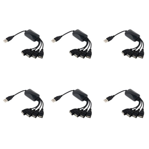6X 1 Hane Till 4  USB HUB Splitter FöRläNg Kabel USB 2.0 FöRläNgningsdatakabel StröMadapter Socket Converter 1