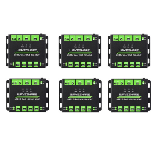 6X Waveshare Industrial 4-Way USB3.2 Gen 1 Hub 2IN-4OUT Dual Host Shared Random Switching Multiple Protection Circuit