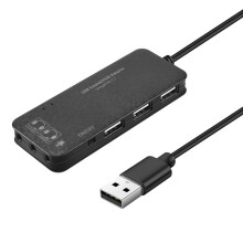 3 Port Usb 2.0 Hub External 7.1Ch Sound Card Headset Microphone Adapter For Pc Black