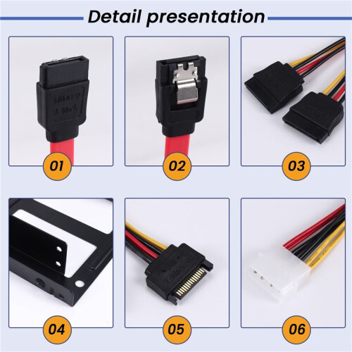 2X SSD de 2,5 Polegadas para Suporte do Kit de Montagem da Unidade de Disco RíGido Interna de 3,5 Polegadas (Cabos de Dados  e Cabos de 1