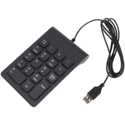 USB Wired Numeric Keypad Numpad 18 Keys Digital Keyboard for Accounting Teller Laptop Windows Android Notebook Tablets PC (Black)