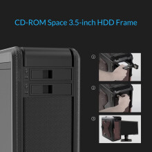 1106SS 5.25 Trayless Hot Swap Mobile Rack CD-ROM 3,5-Calowy WewnęTrzny Adapter Dysku Twardego SSD - Czarny