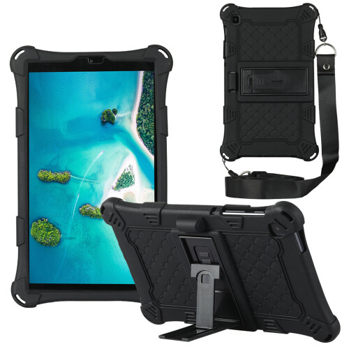 Capa de Silicone para  Tab A7 Lite 8,7 Polegadas 2021 T220 T225 Capa para Tablet Suporte para Tablet com Caneta e AlçA, Preta