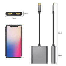Hub USB Typu C 4 w 1 do PodwóJnego Portu łAdowania Zgodnego z  4K HD Stacja DokująCa USB-C ObsłUga Adaptera z Dwoma Ekranami