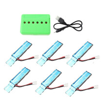 6PC 3.7V 520MAh 30C Verbeterde Li-Po Batterij met USB Lader voor XK K110 K110S V930 V977 RC Helicopter Onderdelen