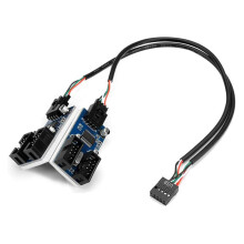 Placa Base USB 2.0 9Pin Header 1 una 4 Extension Hub Splitter Adaptador Convertidor 30CM Cable Interno de 9 Pines