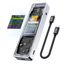 2280 M.2 NVMe SSD Enclosure Cyber Design Explorer Edition with LCD Display Max 10GBps Type-C Silver