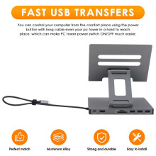 Estación Acoplamiento para Computadora Portátil, Soporte Aleación Aluminio, Concentrador Multipuerto PD USB3.0, Ranura para Tarjeta , Estación