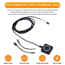 PC Power Button Desktop Power PC External Start Power /Off Button Magnetic Self-Reset Button Metal Shell RGB