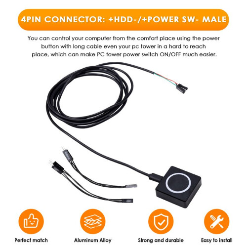 PC Power Button Desktop Power  PC External Start Power /Off Button Magnetic Self-Reset Button Metal Shell RGB